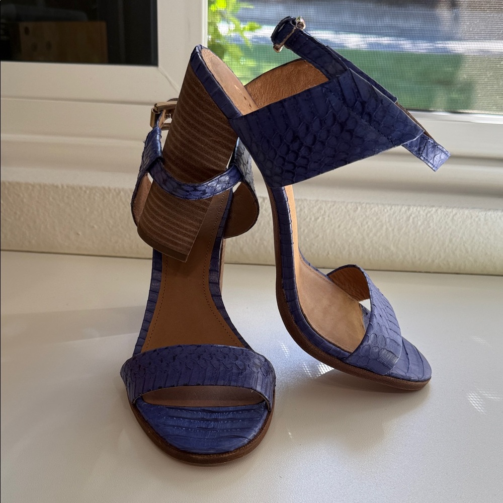 Coach Lexey Blue Strappy Block Heel Sandals